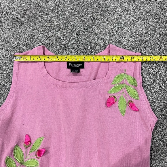 Persaman New York Pink Sleeveless Crop Sweater Vest 100% Cotton Ribbed Size M - Picture 4 of 7